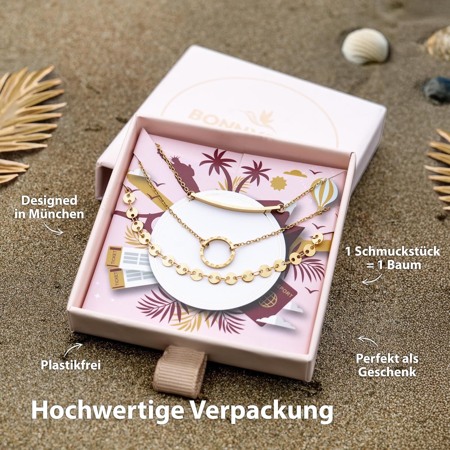 Detalle 2 de BONNYBIRD® BonnyMilano Set Armbänder aus Edelstahl (316L) in Silber, Gold & Roségold – 100% wasserfest, nickelfrei