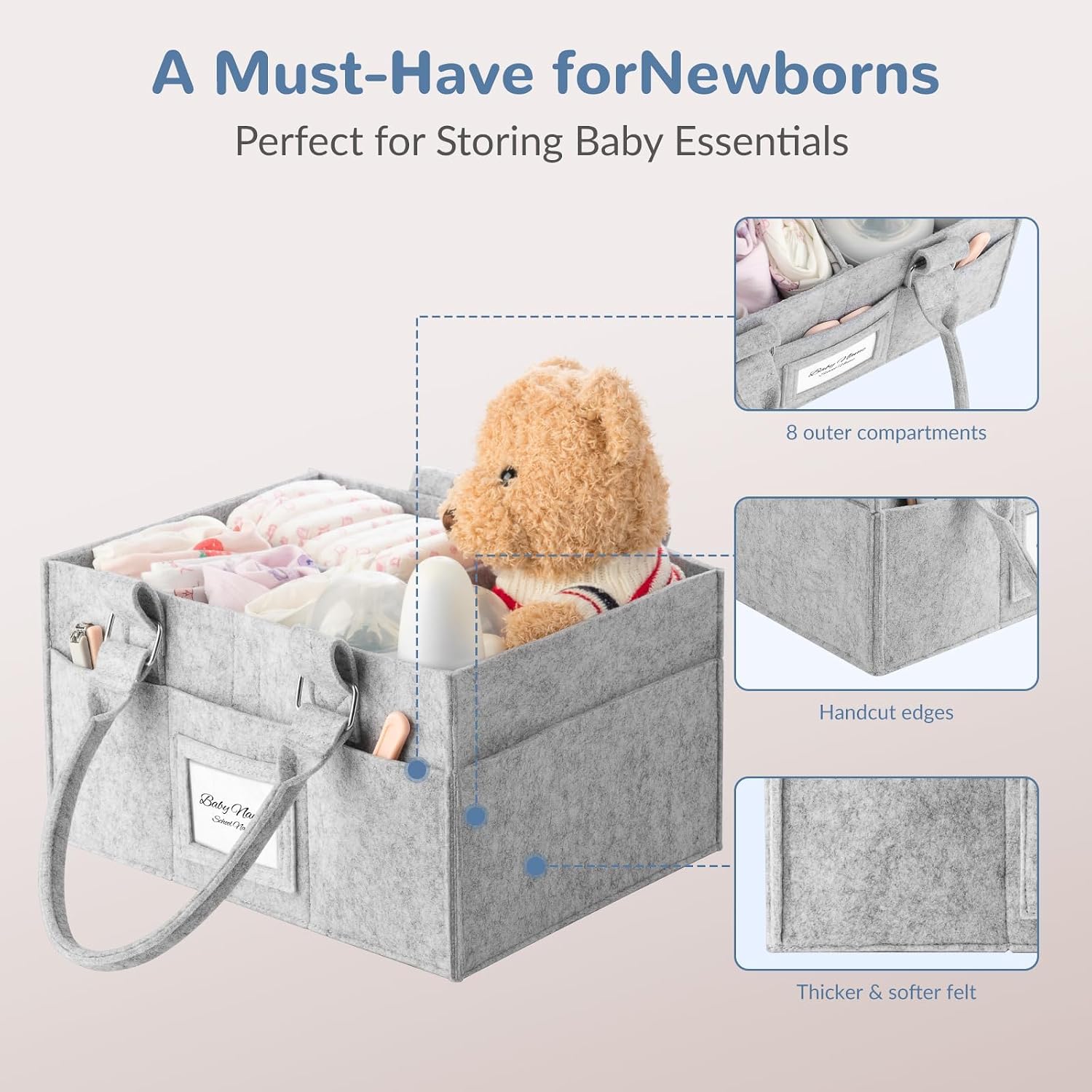 Detalle 2 de PaoveFor Diaper Caddy Organizer, 11.8 x 6.3 x 9.0 Inches