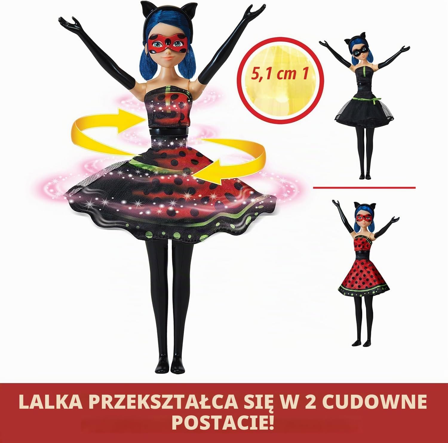 Detalle 2 de Bandai P50414 Miraculous Biedronka, lalka 26 cm z automatyczną transformacją