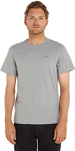Detalle de Tommy Jeans Camiseta TJM Original Slim Fit de manga corta – Gris Light Grey Heather, talla M