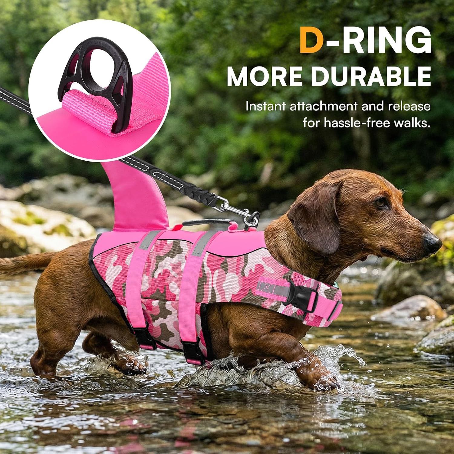 Detalle de Queenmore Dog Swimming Vest: Adjustable Large Life Jacket with Rescue Handle