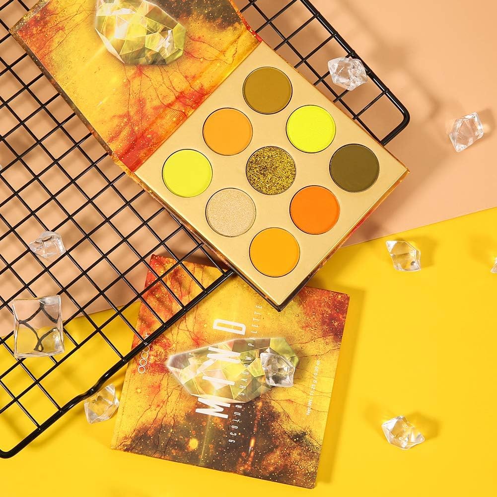 Detalle de Docolor Lidschatten Palette Gelb mit Edelstein-Optik – 9 vegane Farben für Matte, Schimmer & Glitzer