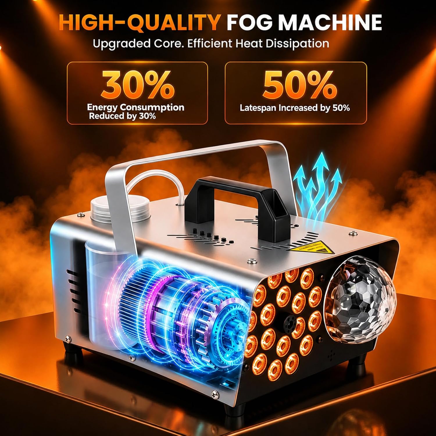 Thumbnail 5 de Gewaizhuan 1200W Fog Machine with Disco Light, 18 LEDs and Remote