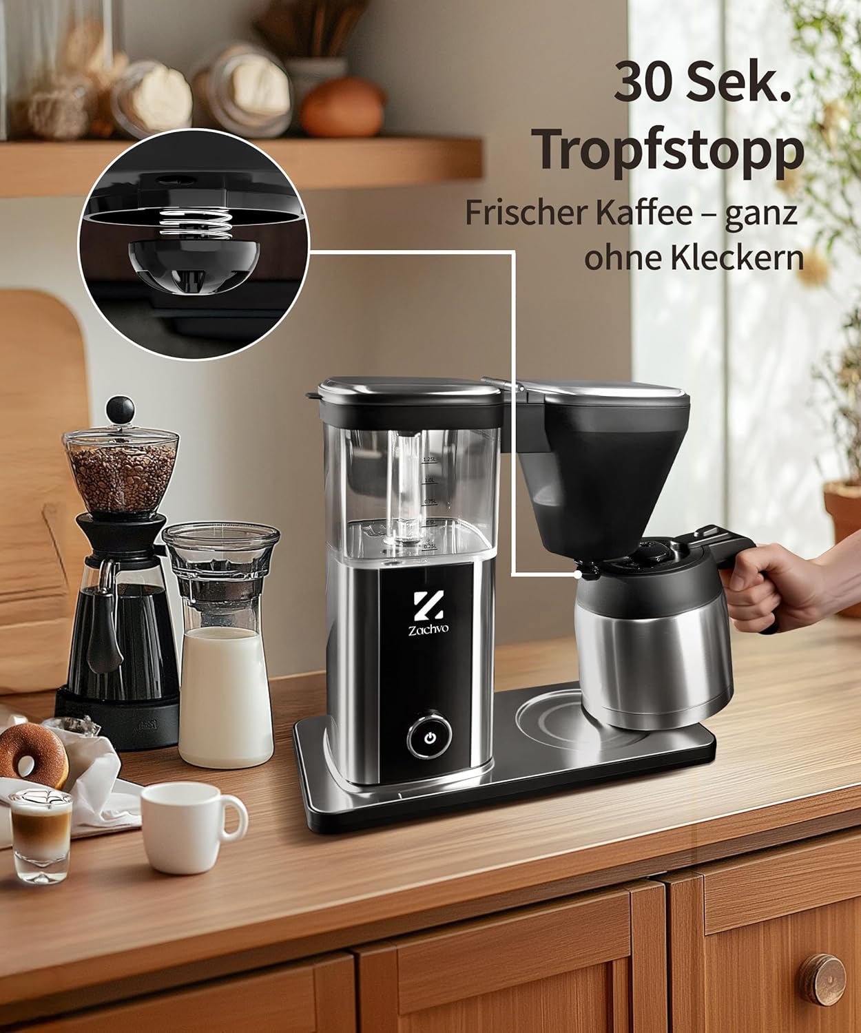 Thumbnail 3 de ZACHVO Filterkaffeemaschine (1,25 L) – Kaffeefilter für den Alltag