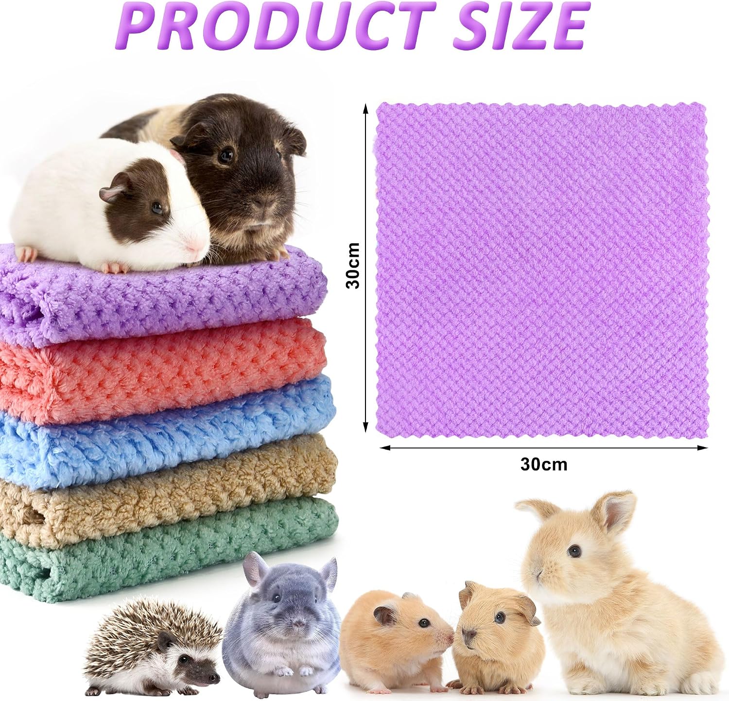 Thumbnail 1 de 10Pcs Guinea Pig Fleece Blanket Set – 12 x 12In Small Animal Bedding and Cage Liners