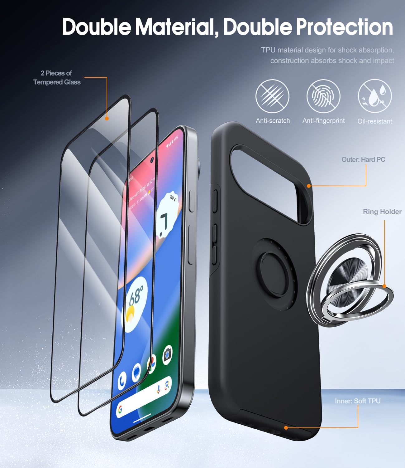 Thumbnail 6 de AOUIA Google Pixel 10 Pro case with 360° ring