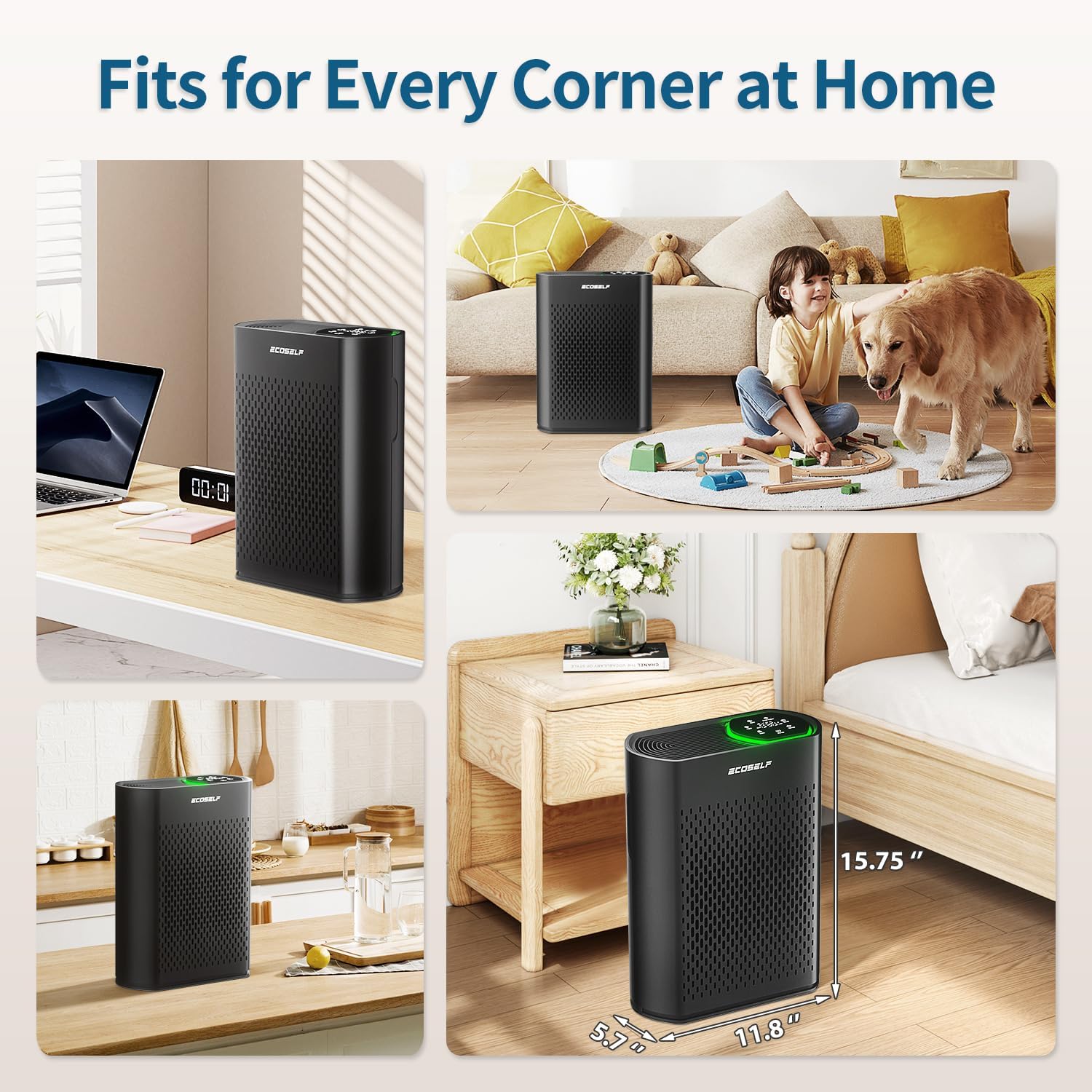 Thumbnail 6 de ECOSELF HAP-602 Air Purifier for Large Rooms, 3-Stage HEPA, PM2.5 Display