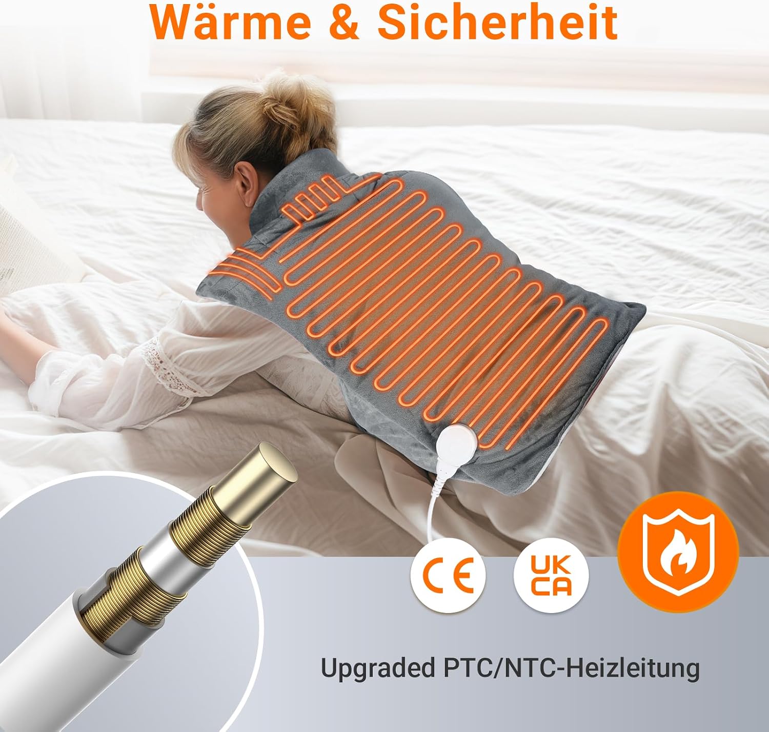 Detalle 1 de Comfytemp gewichtetes Heizkissen für Rücken, Schulter & Nacken mit 9 Wärmestufen und Abschaltautomatik