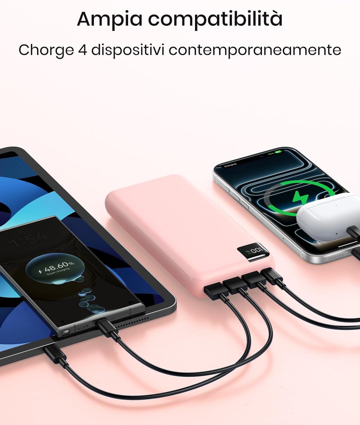 Detalle de A ADDTOP Power Bank 20000mAh – Caricatore Portatile 22,5W, 4 Uscite e Display