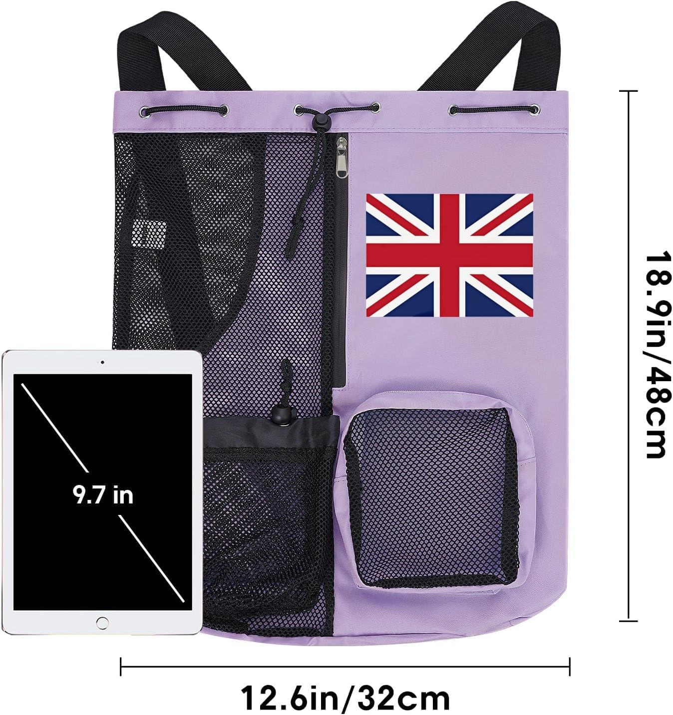 Detalle de ROSSRORE Girls Swimming Bag: Waterproof PE Drawstring with Wet & Shoe Pocket (Large Oxford PE, 32×48 cm)