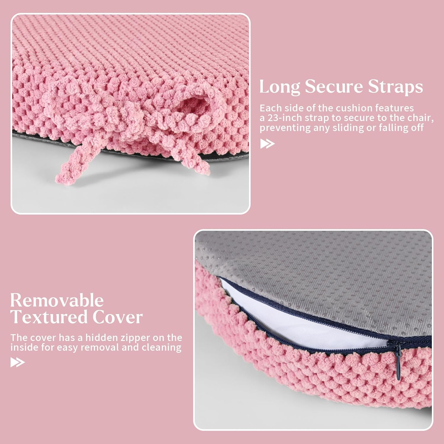 Thumbnail 3 de PRONOUS 17"x16" Pink D-Shape Chair Cushion pack 🎋