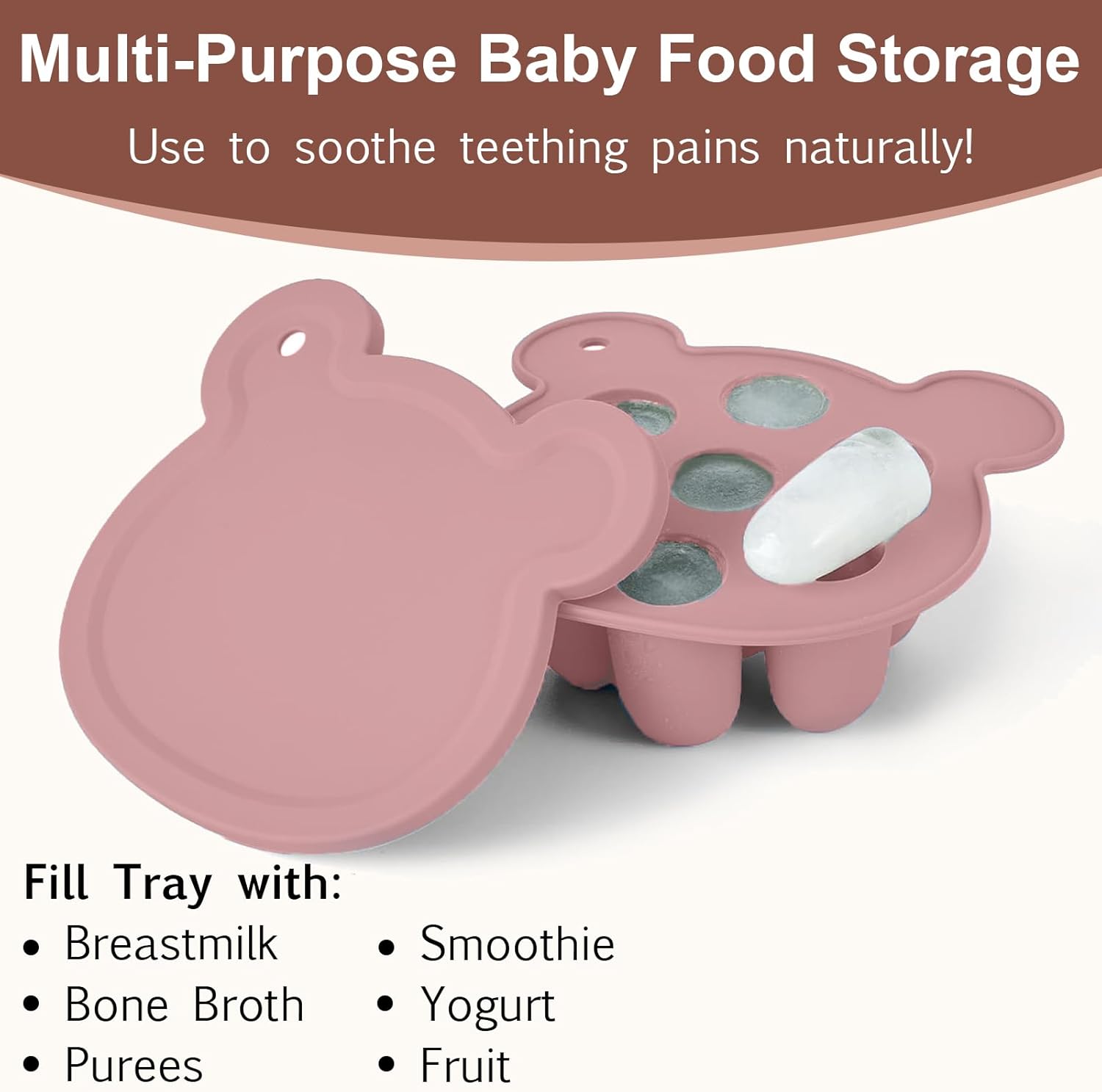Thumbnail 3 de ZUFIO Silicone Baby Fruit Feeder Pacifier & Popsicle Molds – Pink