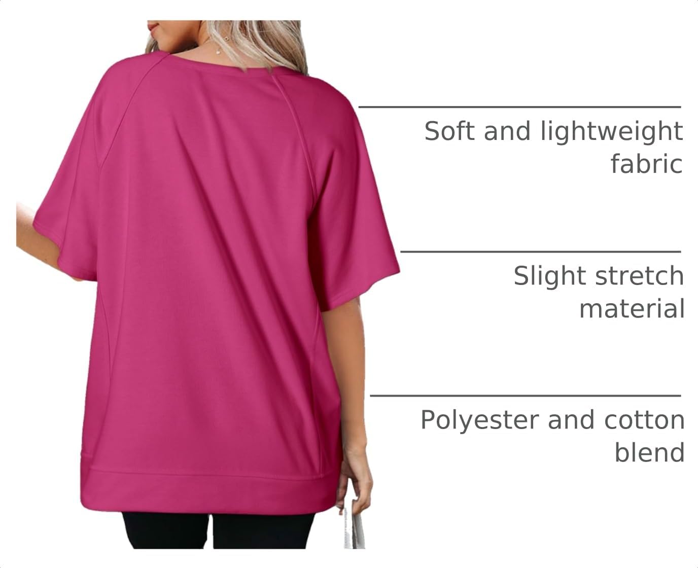 Detalle 2 de Dokotoo Oversized T Shirts for Women: Crewneck, Short Sleeve, Lightweight & Loose High-Low Hem
