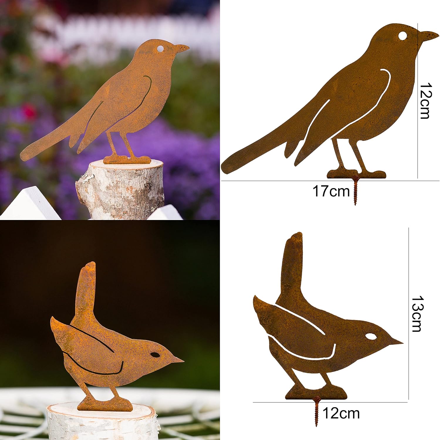 Detalle 2 de ALEMIN Rost-Vögel Gartenstecker 4er Set