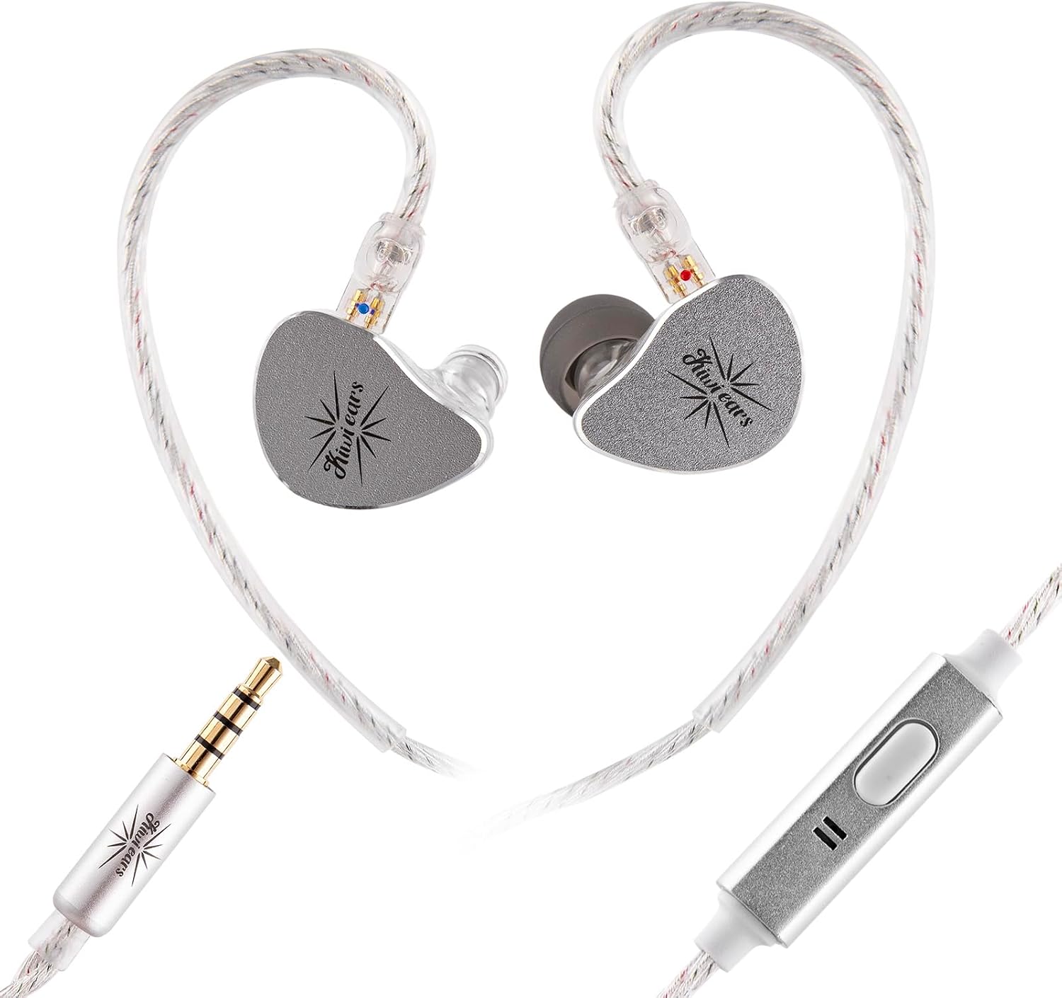 Detalle de Linsoul Kiwi Ears Belle 10mm DLC IEM with 3.5mm Mic Cable, Silver