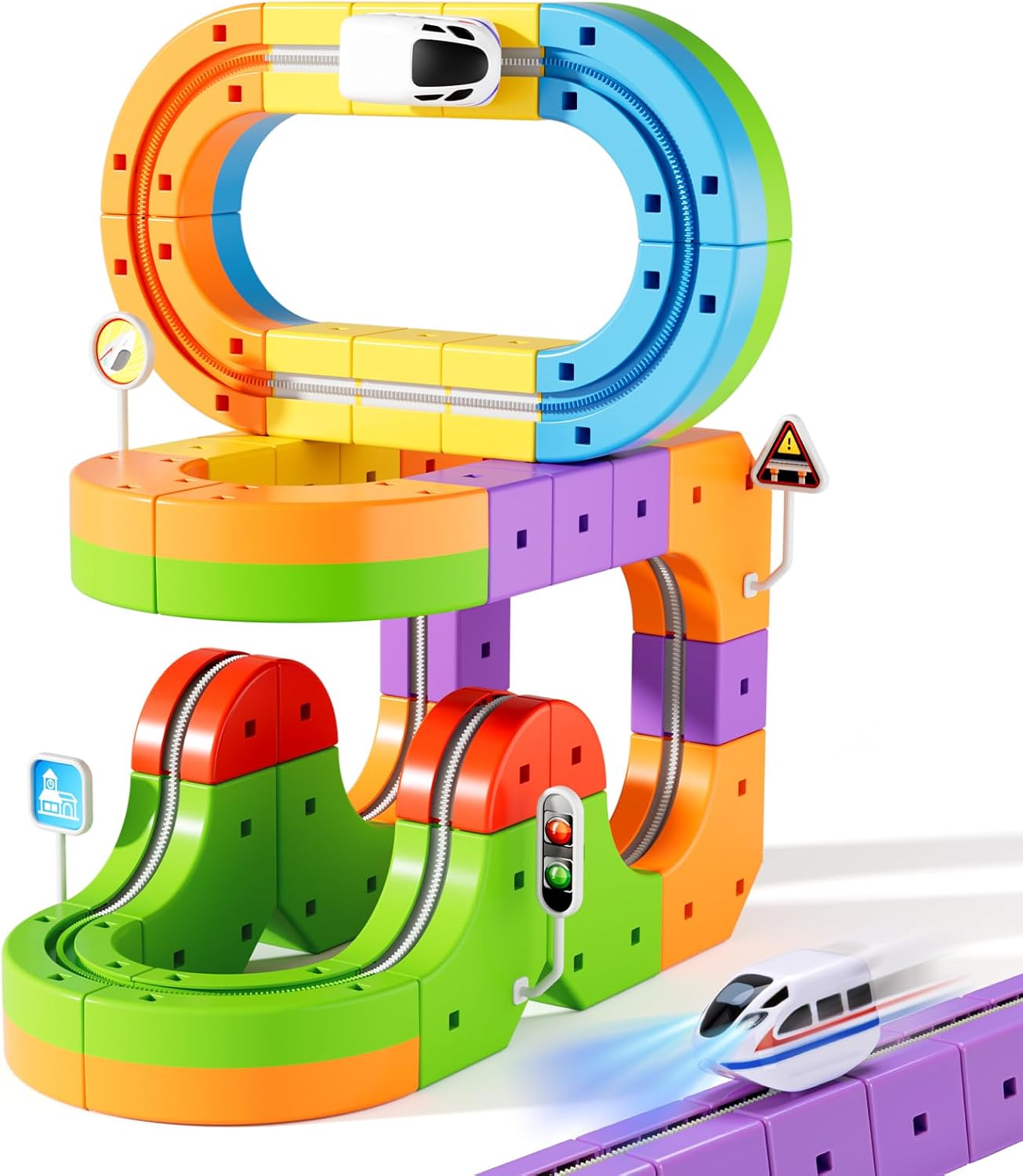 Wdebay Klick Rail Electric Train Set with 3D Magic Flexible Track (48 pcs) for Kids Ages 3–8