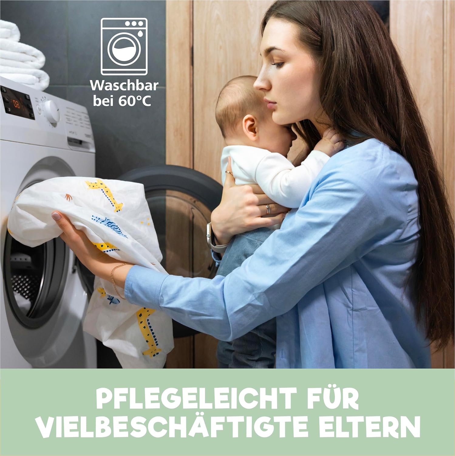 Thumbnail 6 de Sweety Fox 3‑teiliges Minikuna-Set: 2x Baumwoll-Spannbettlaken und 1x wasserdichter Matratzenschutz, 50x83 cm, Zitrone
