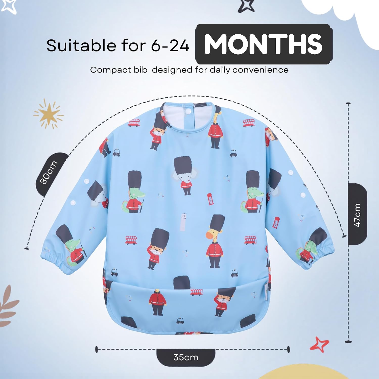 Detalle de Cheeky Monkey Waterproof Long Sleeve Bibs for Weaning (6–24 Months) – BLW Coverall Feeding Bib