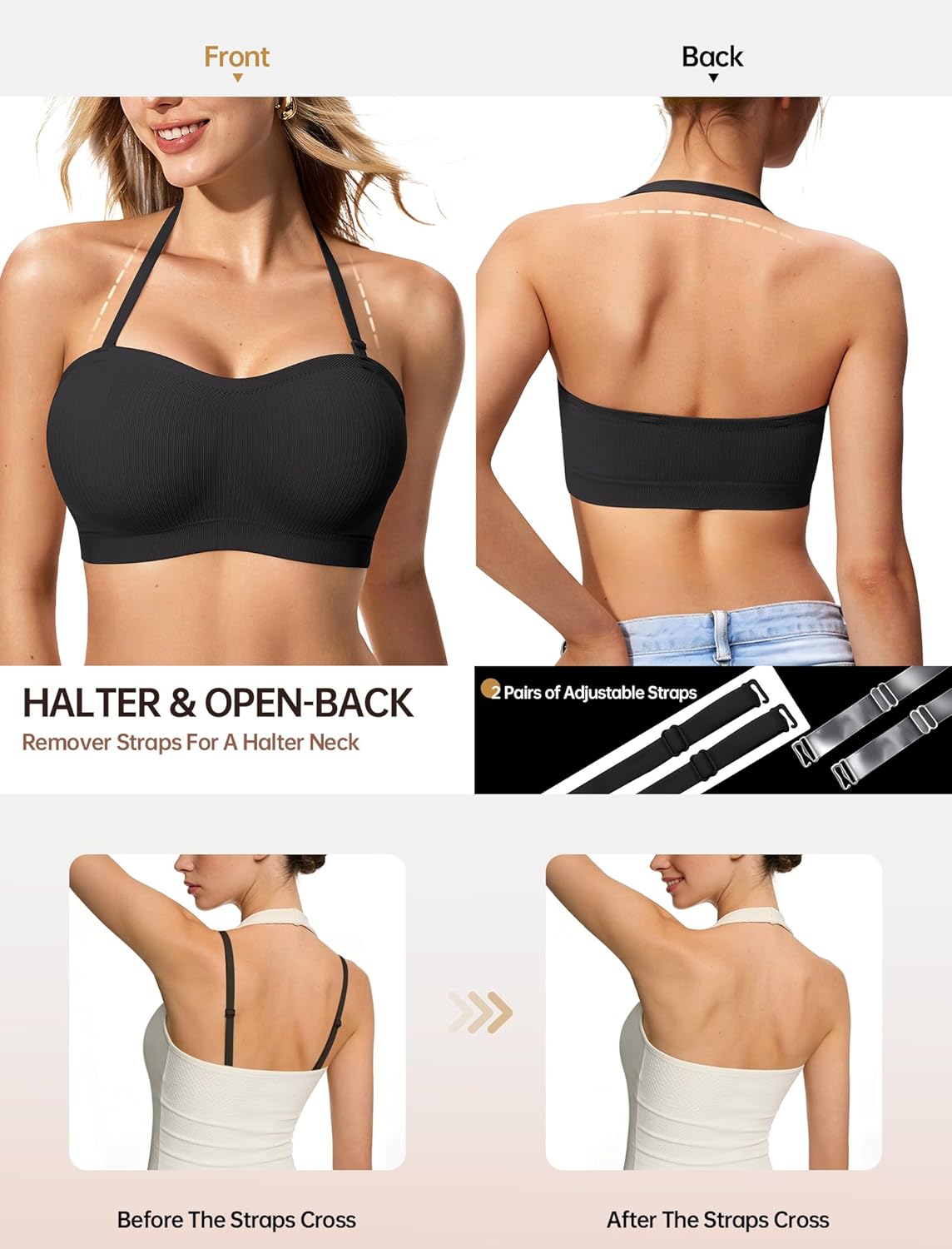Thumbnail 3 de LetsJoli Push Up Strapless Bandeau Bra 2XL 🎀
