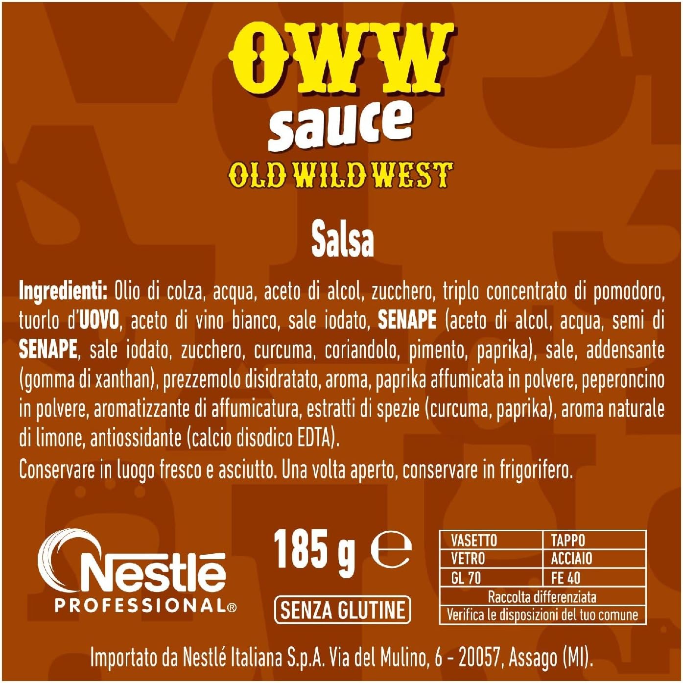 Detalle de Old Wild West Salsa: trio da 3 vasetti da 185 g ciascuno (555 g) – gusto cremoso, medium-dolce e leggermente affumicato