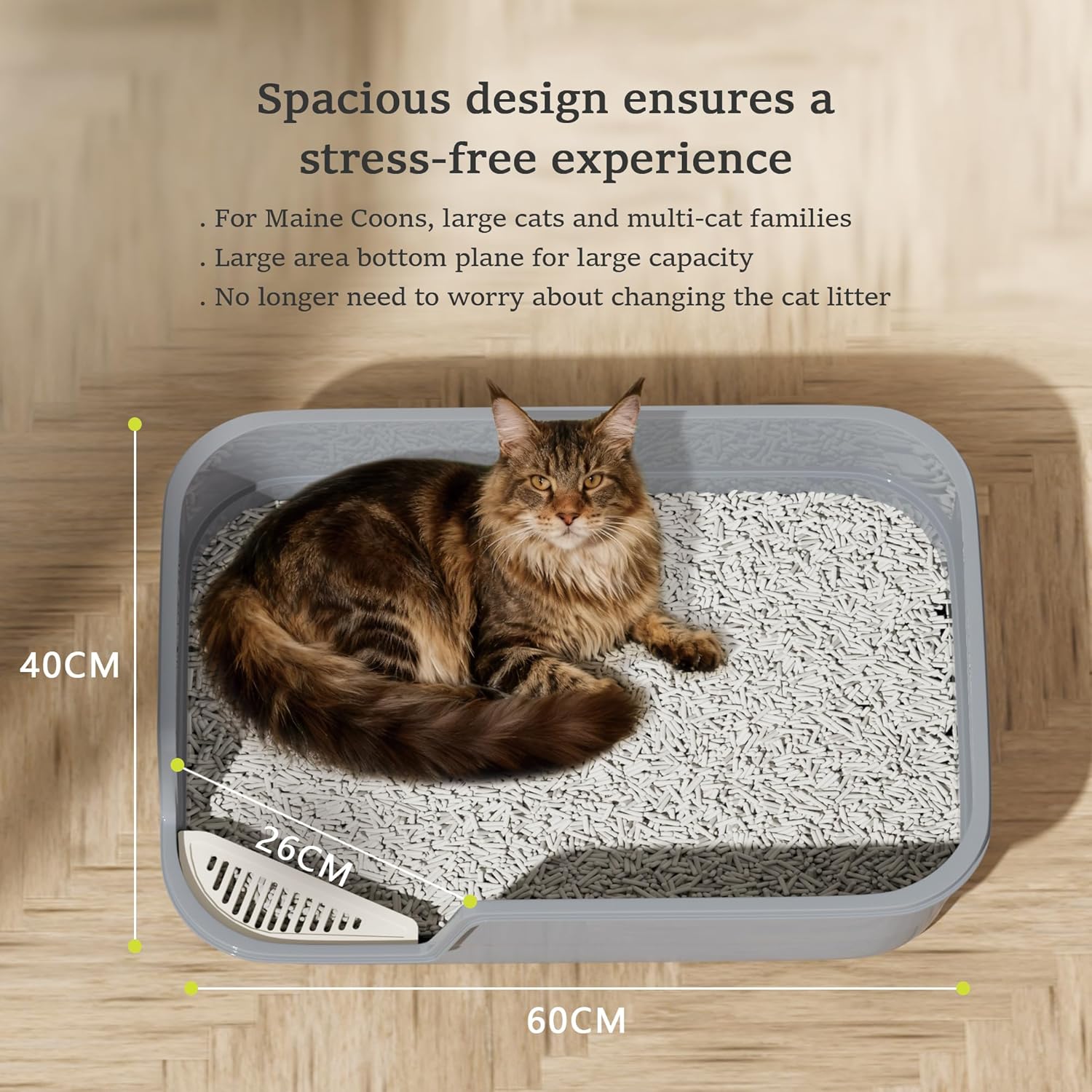 Thumbnail 2 de Vealind Extra Large Cat Litter Tray with High Sides and Low Entrance (60 x 40 x 15 cm)
