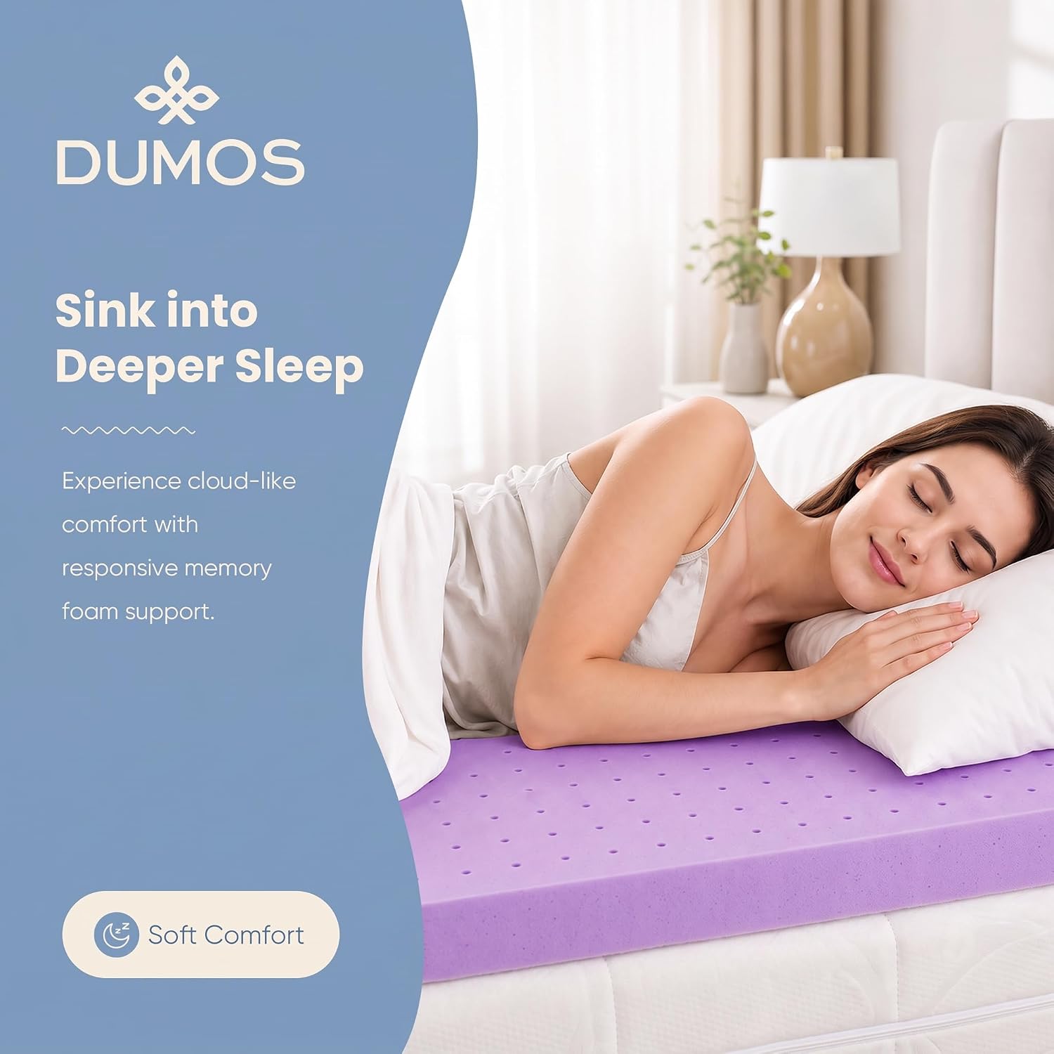 Detalle de DUMOS Memory Foam Mattress Topper, Cal King