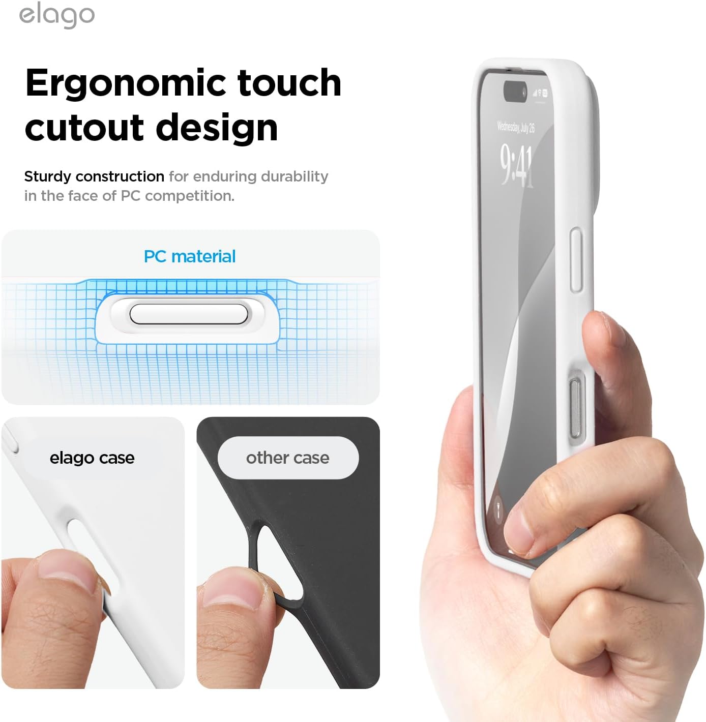 Thumbnail 6 de elago Coque Silicone Liquide Premium pour iPhone 16 Pro – étui intégral antichoc mince blanc