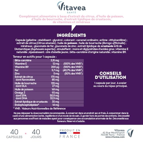 Thumbnail 6 de Vitavea Santé - Manhaé Ménopause 4 mois — Oméga-3 et bourrache, cure sans hormones