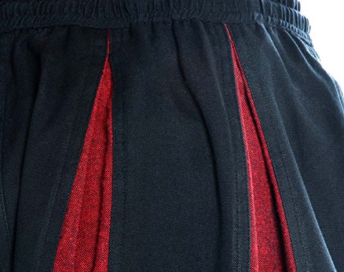 Detalle de HEMAD Pantalons Landsknecht médiéval pour Hommes – Calf-Longueur, coton pur, Noir-Rouge (S/M)