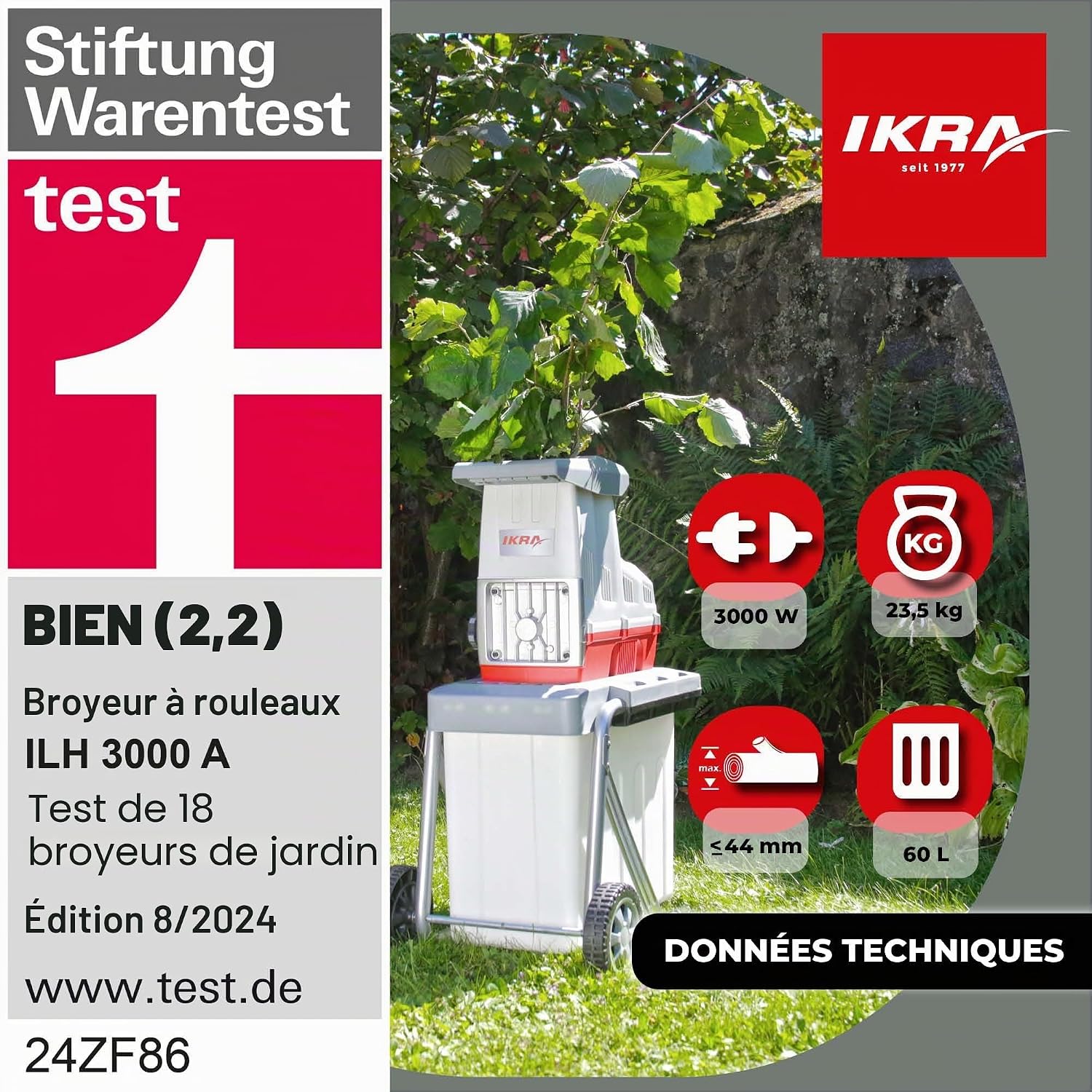 Detalle de Ikra ILH 3000A – Broyeur silencieux électrique 3000W, alimentation automatique