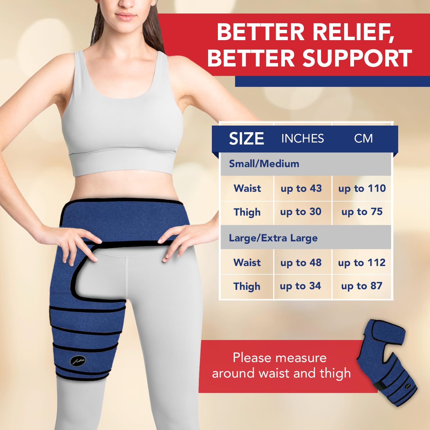 Detalle de Doctor Developed Stabilizing Hip Brace for Women & Men – Right Leg, Sm Navy