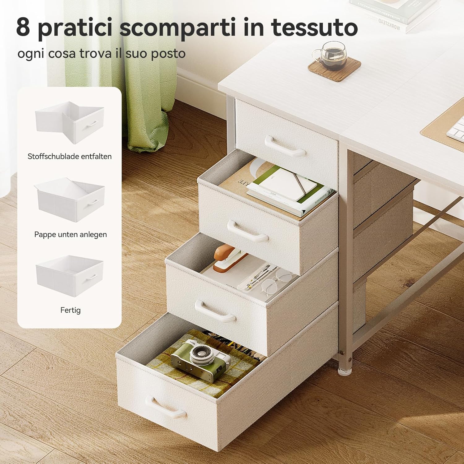 Thumbnail 3 de Coleshome Scrivania 140x48cm 8 cassetti