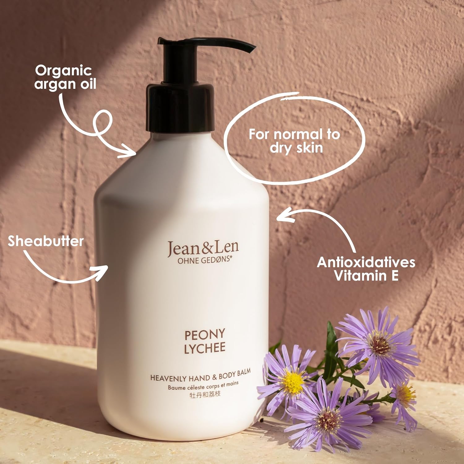 Thumbnail 2 de Jean & Len Heavenly Hand- & Body Balm Peony & Lychee – 500 ml, vegan, ohne Parabene & Silikone