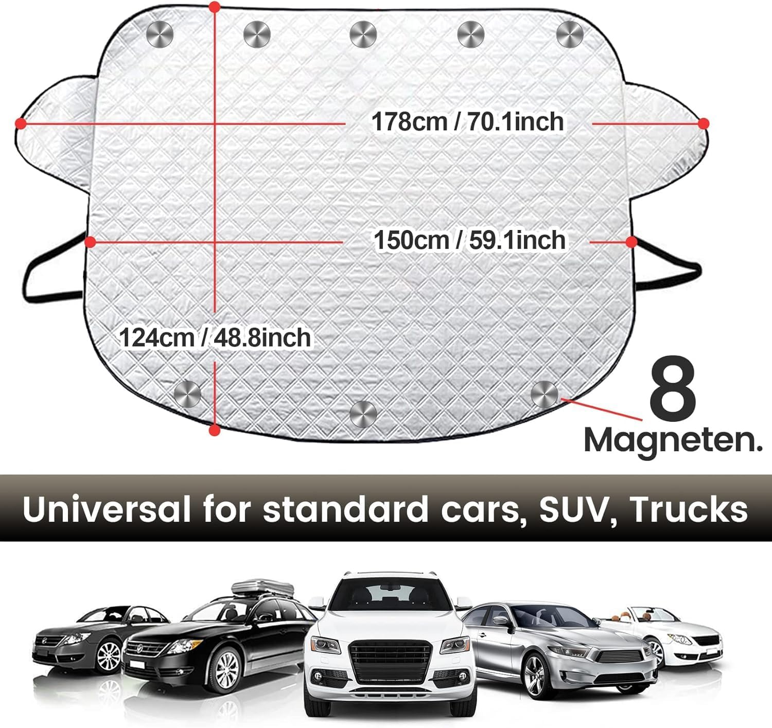 Thumbnail 5 de Car Windscreen Sunshade with Magnetised Cover (178 x 124 cm) for Front Window