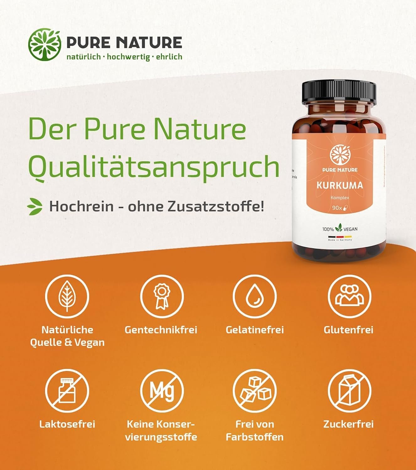 Thumbnail 3 de Pure Nature Kurkuma Komplex hochdosiert – 90 Kapseln mit Curcumin, Piperin und Vitamin C