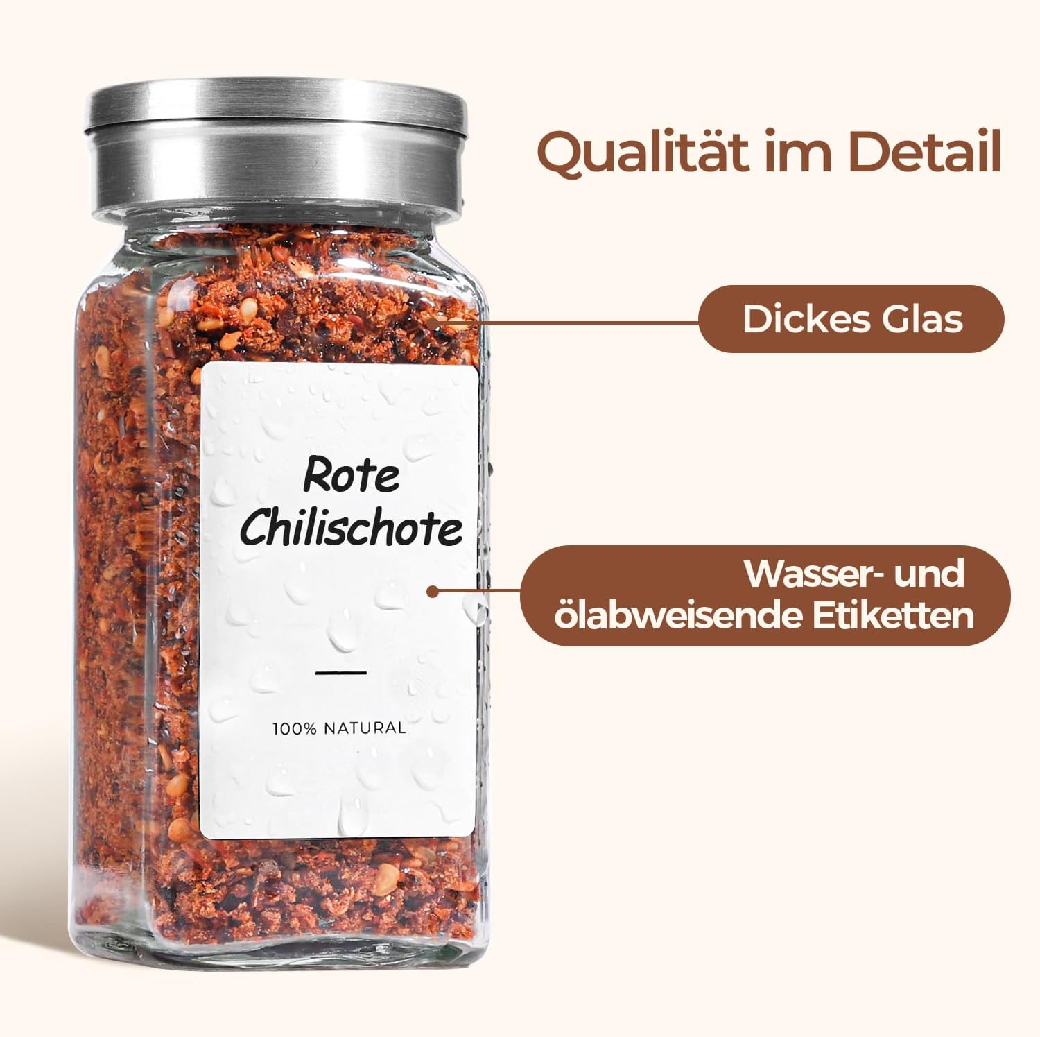 Thumbnail 4 de ComSaf Glass Spice Jars, 120 ml 6-Pack with Square Glass Jars and Screw Lids