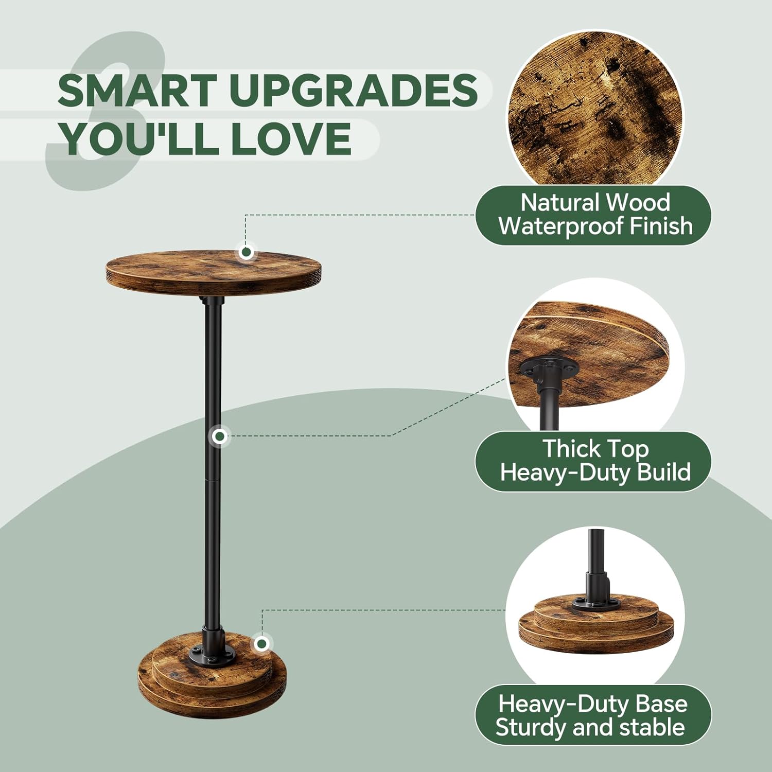 Thumbnail 4 de Simple Trending Small Round Side Table: Rustic Charm Meets Space-Saving Stability