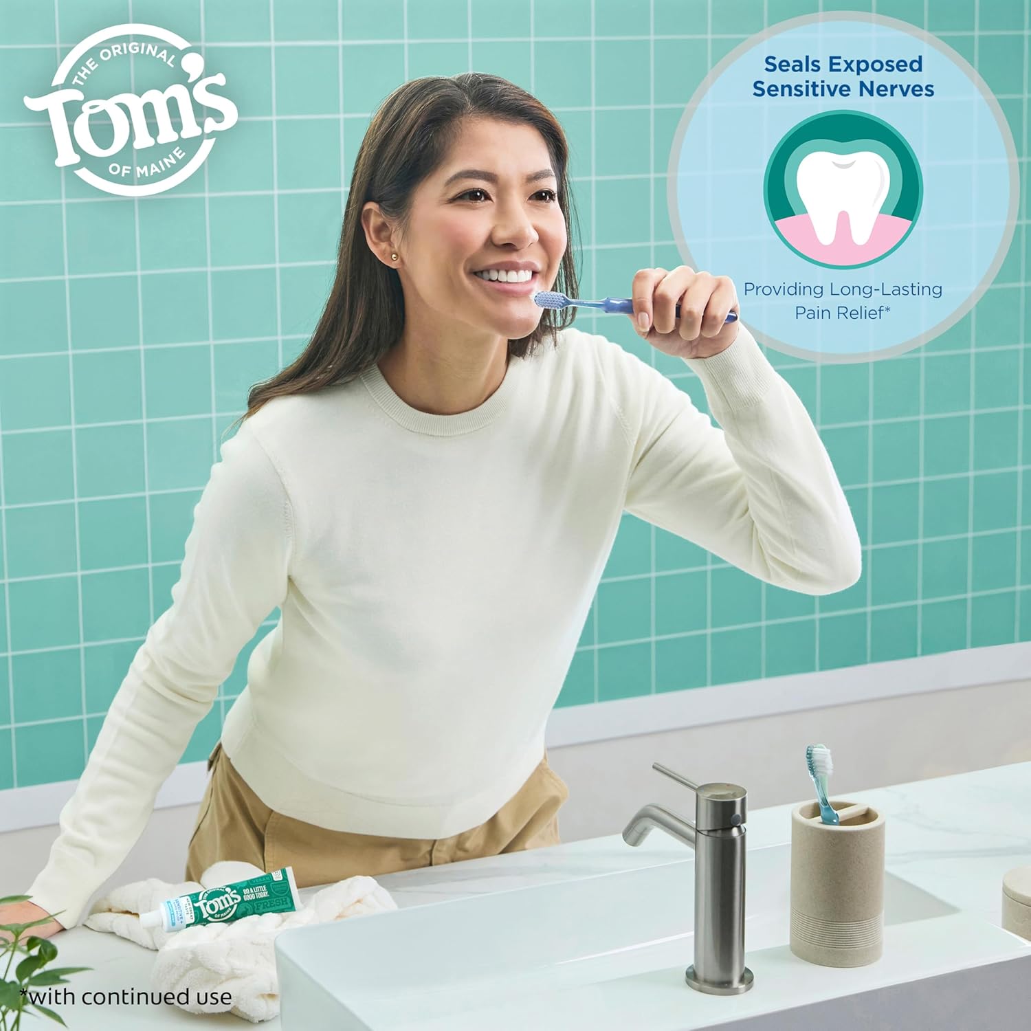 Detalle de Tom’s of Maine Sensitive Plus Whitening Fluoride Free Toothpaste — 3 Pack (Mint), 4.5 oz tubes