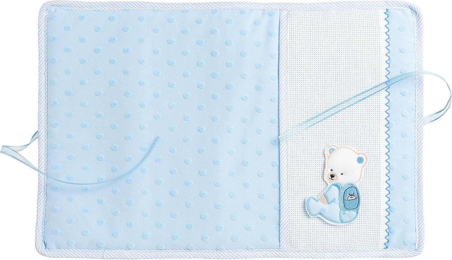 Thumbnail 1 de FILET – Borsa per Pannolini e Salviette da Ricamare in Morbido Tessuto, Apertura a Libretto, Made in Italy, Azzurro
