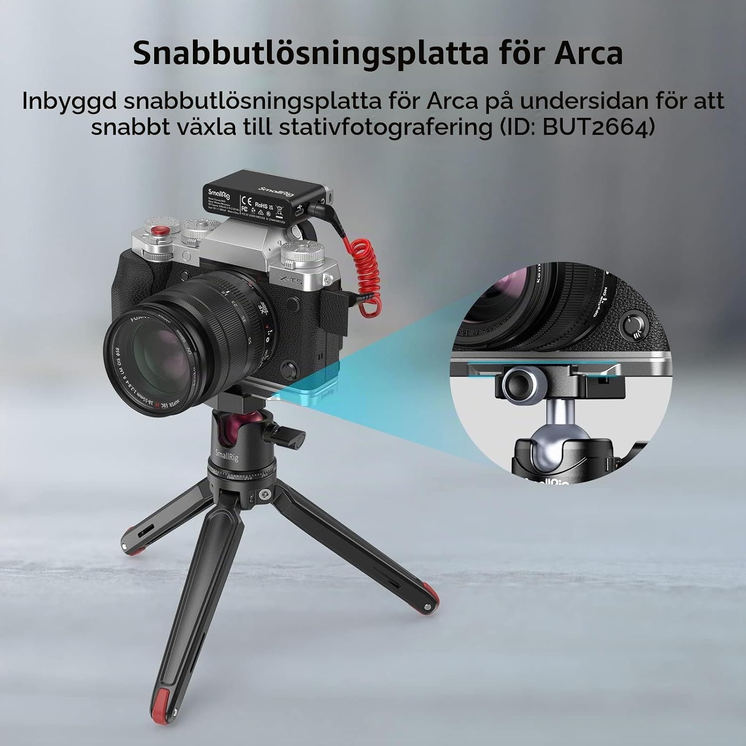 Thumbnail 6 de SMALLRIG 4136 L-grepp för Fujifilm X-T5 med Arca-platta och silikonhandtag