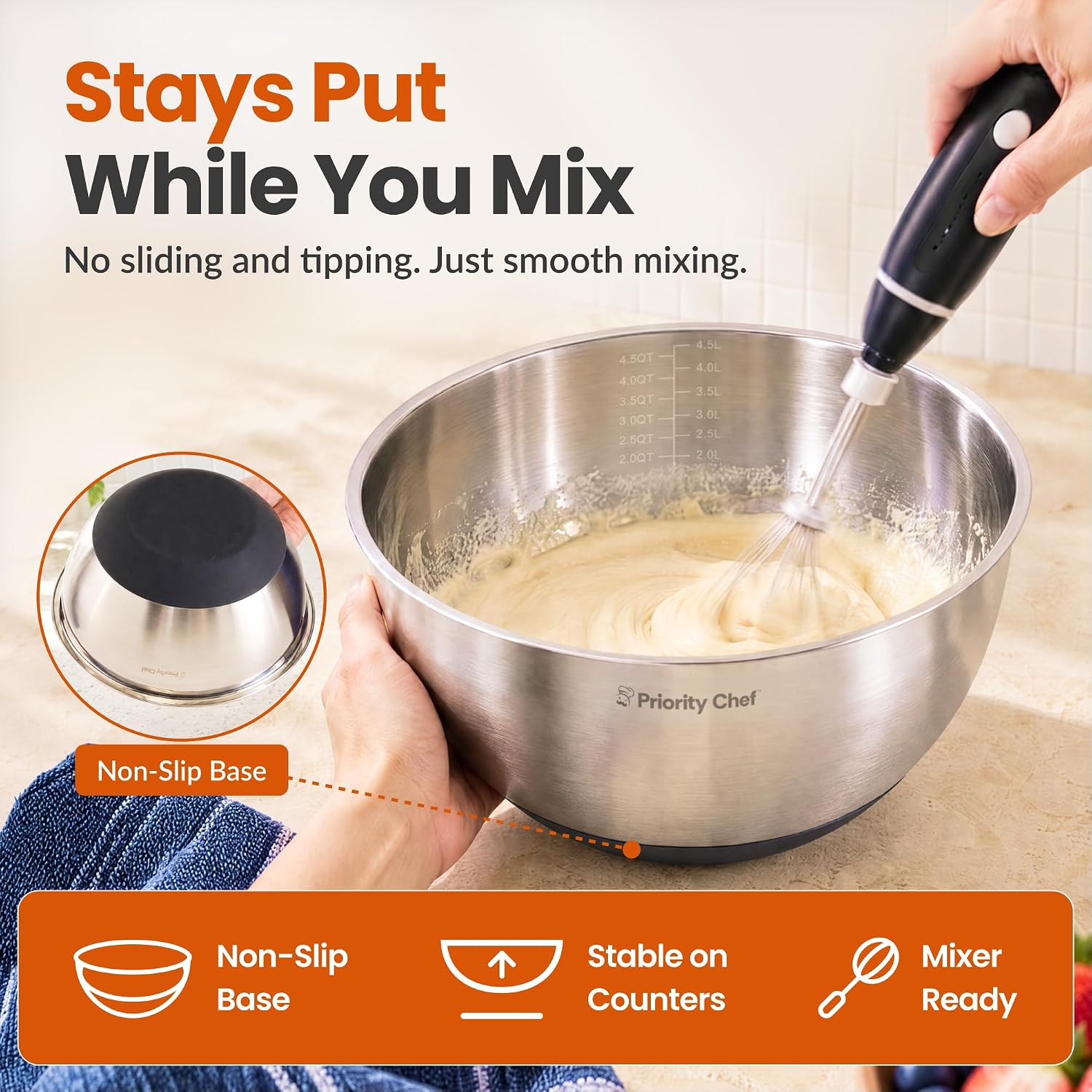 Detalle 2 de Priority Chef Premium Mixing Bowls 5 🍲