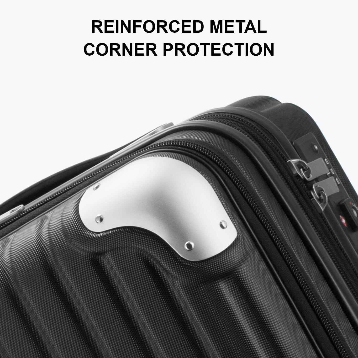 Detalle de LEVEL8 Carry on Suitcase Expandable with 4pc Luggage Organiser Set, 55cm Cabin Spinner with Laptop Compartment (Black)