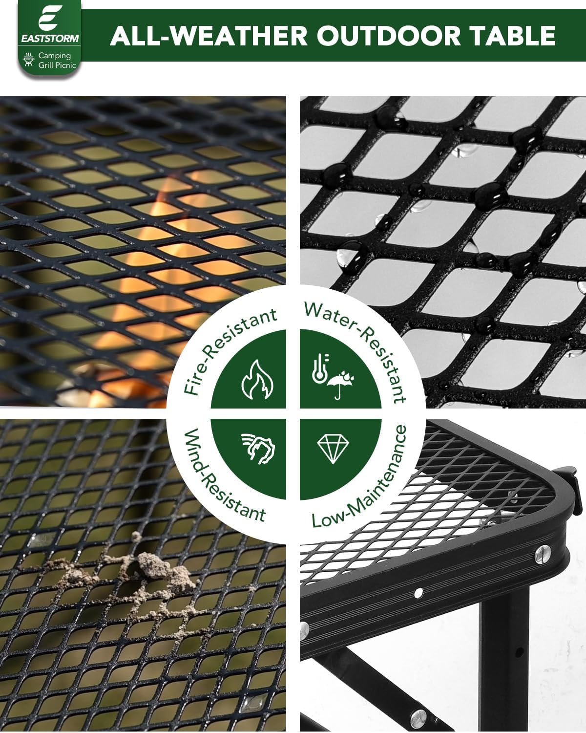 Thumbnail 6 de E EASTSTORM 2ft Portable Camping Table — 2-Height Folding Mesh Table for Outdoor Cooking