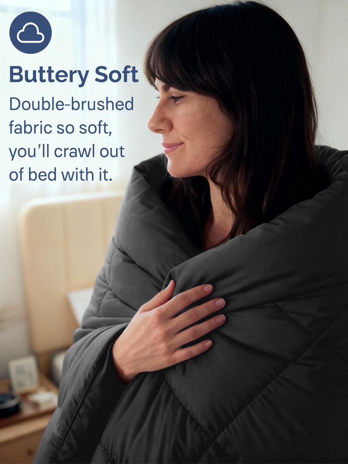 Thumbnail 3 de Full Size Black Alternative Down Comforter: All-Season Comfort for the Whole Family