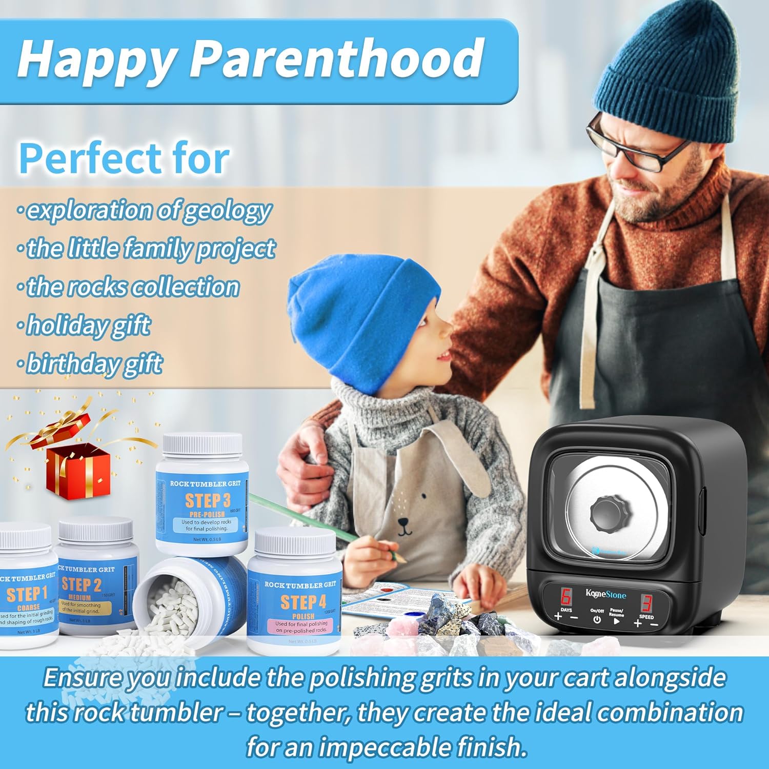 Thumbnail 6 de KomeStone K2 Elite 3 lb Rock Tumbler Kit 🪨