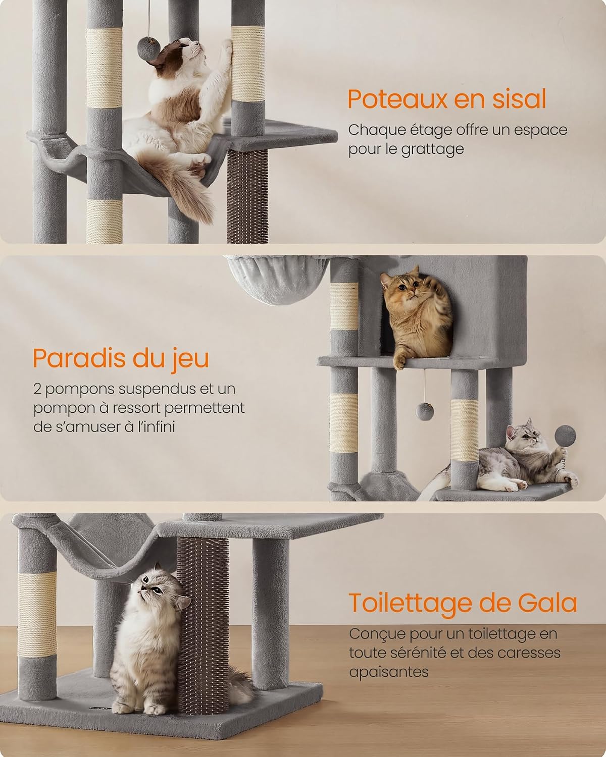 Detalle 2 de FEANDREA PCT182G01 krabpaal van 175 cm met sisal en meerdere niveaus