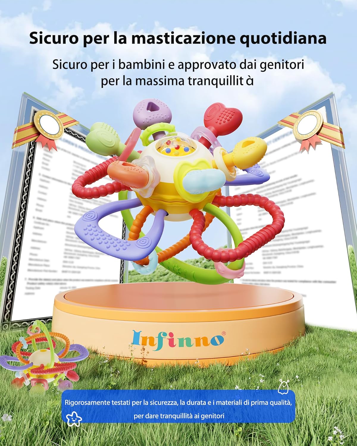 Thumbnail 4 de Infinno Sonaglio Dentizione Neonato 0-12 Mesi – Gioco Sensoriale Montessori in Silicone Alimentare, BPA Free