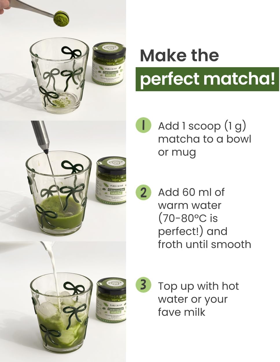 Detalle de PureChimp Modern Matcha Set: Ceremonial Matcha, Electric Whisk & Scoop