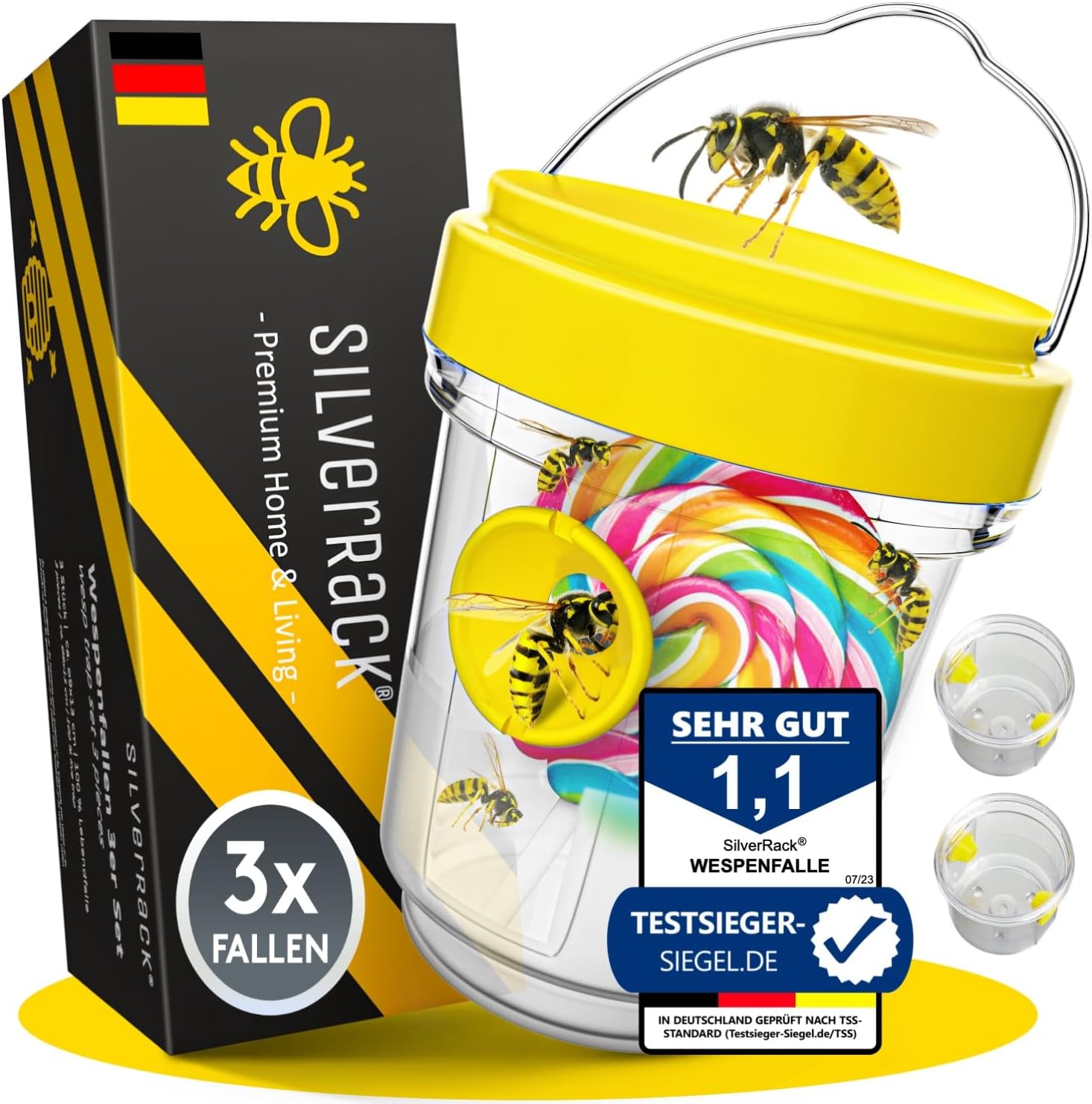 Detalle de SilverRack Wespenfalle 3er Set – Wespenfalle für draußen, Lebendfalle und ökologische Abwehr