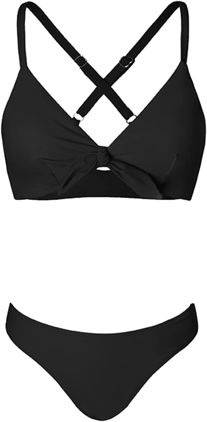 Detalle de CUPSHE Set Bikini Regolabili con Nodo Stampe Floreali Rosso per Donna